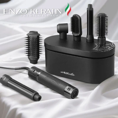 سشوار برس‌دار ۶ کاره انزو مدل KERATIN B1 | موتور BLDC | فناوری کراتینی و یونی