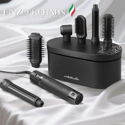 سشوار برسدار ۶ کاره انزو مدل KERATIN B1 | موتور BLDC | فناوری کراتینی و یونی